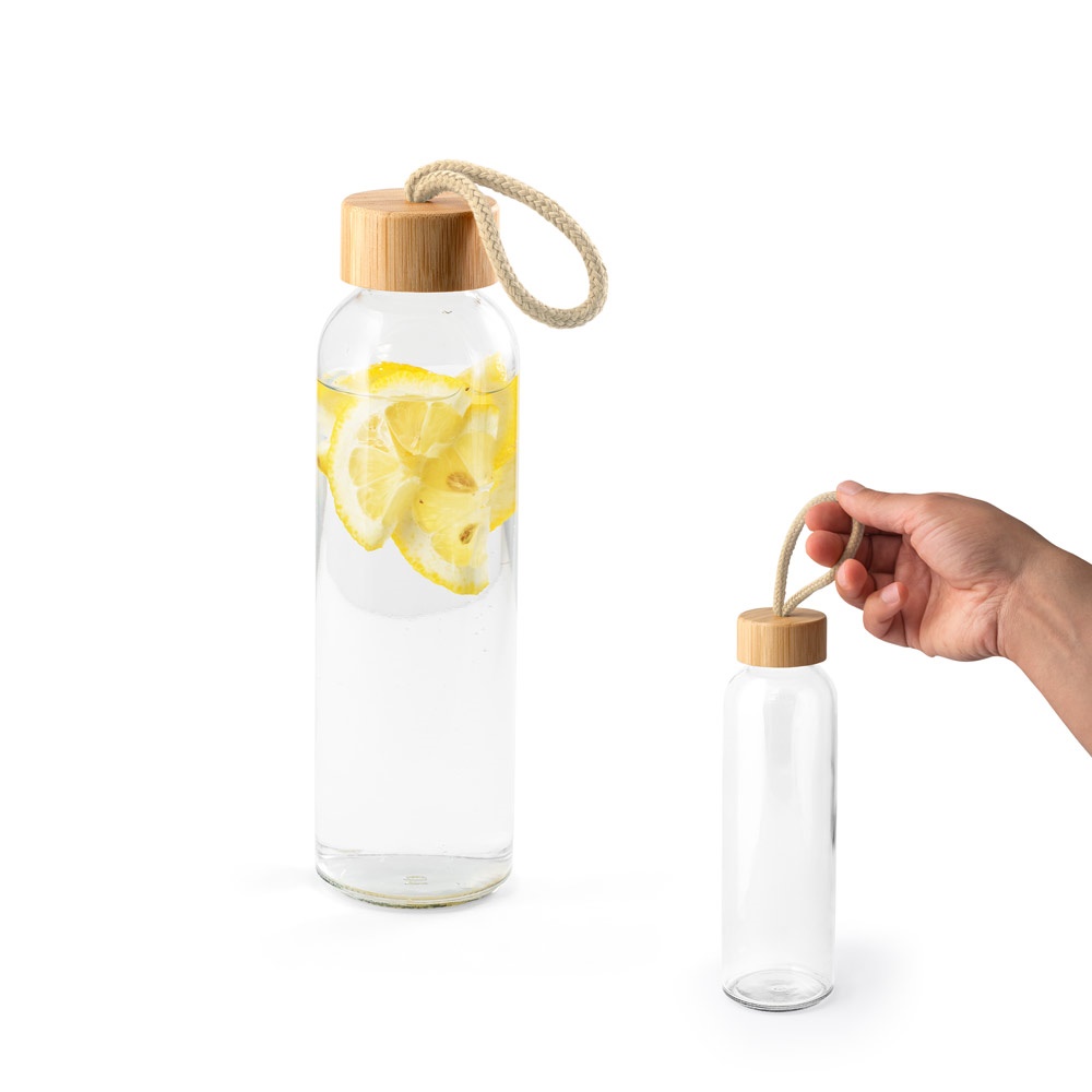 CROSBY. Bouteille en verre avec bouchon en bambou, 520 ml