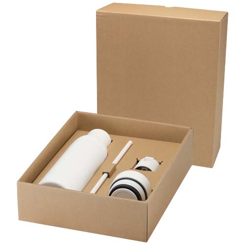Bouteille d’eau Illuminate de 650 ml en acier inoxydable recyclé à double paroi avec couvercle 3 pièces