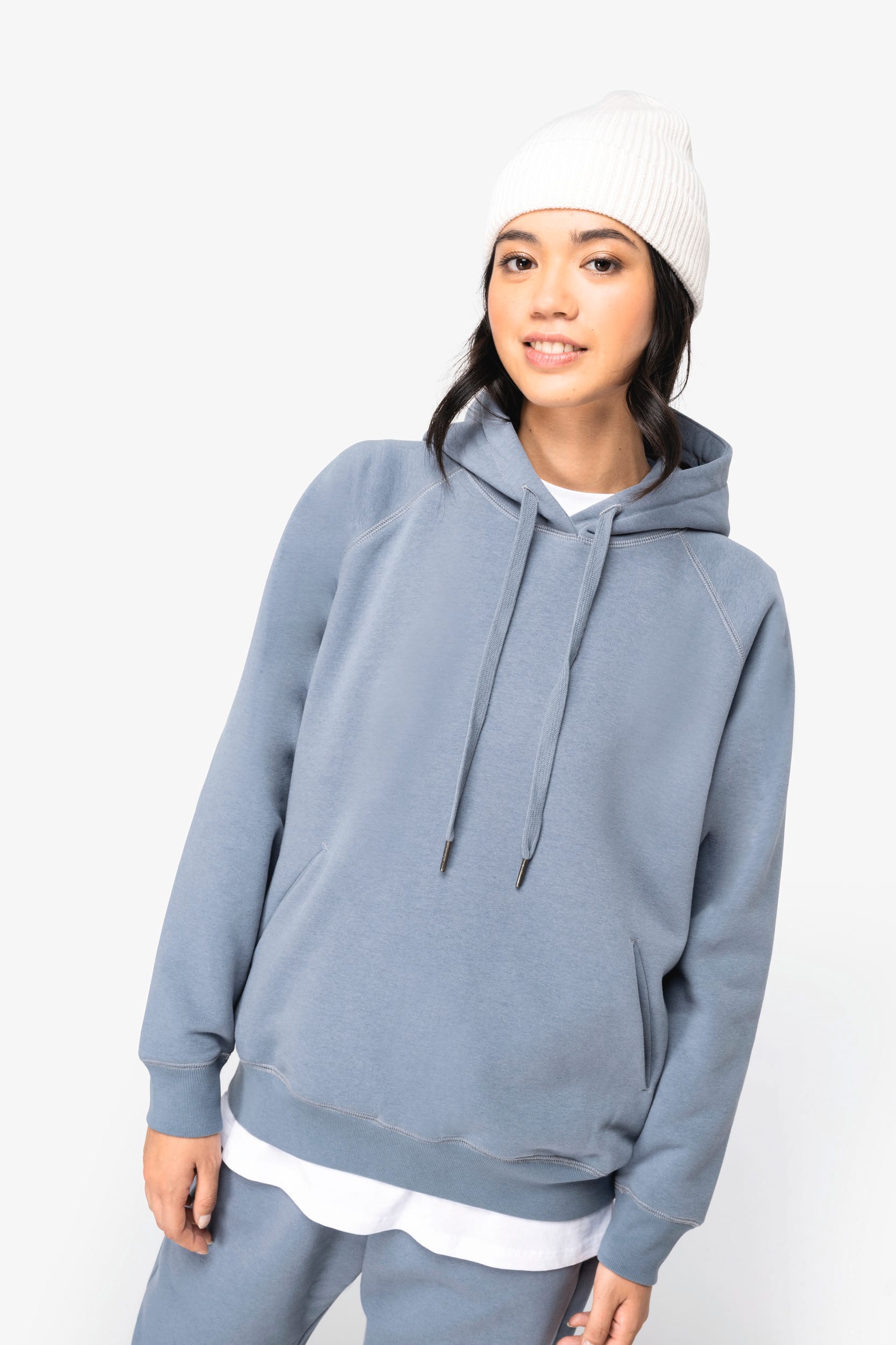 Sweat-shirt écoresponsable à capuche raglan femme