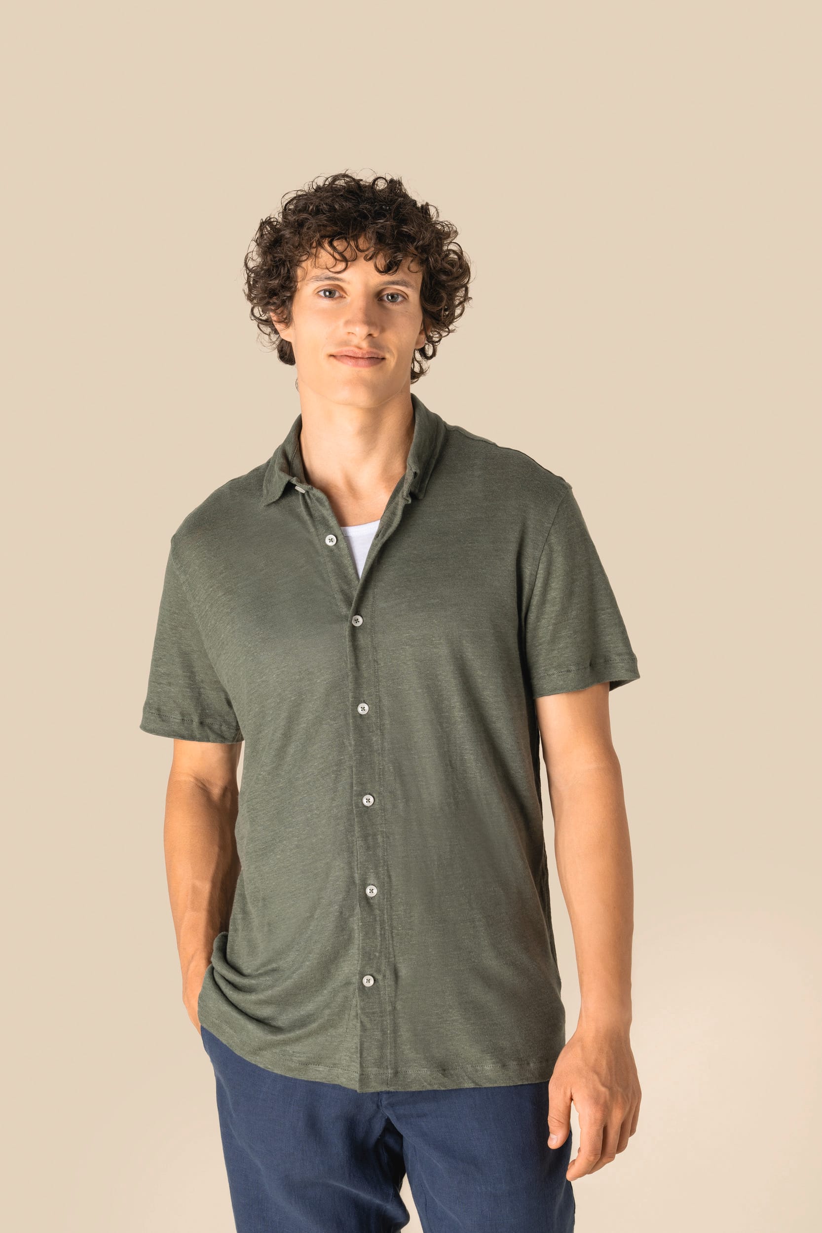 Chemise à manches courtes en lin homme