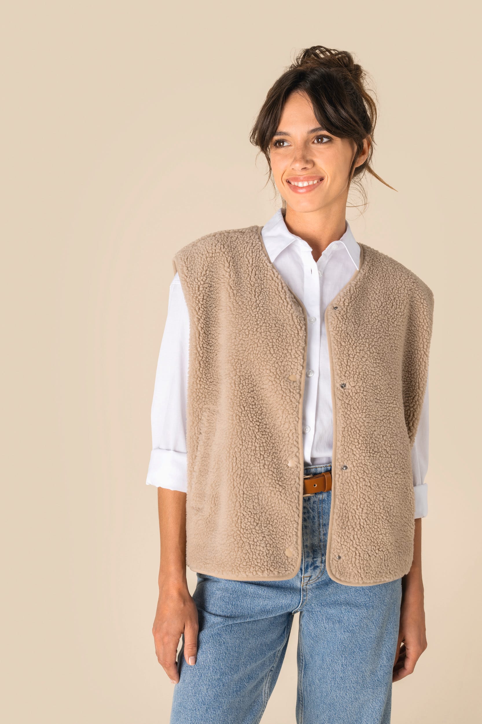 Veste sans manches en sherpa femme
