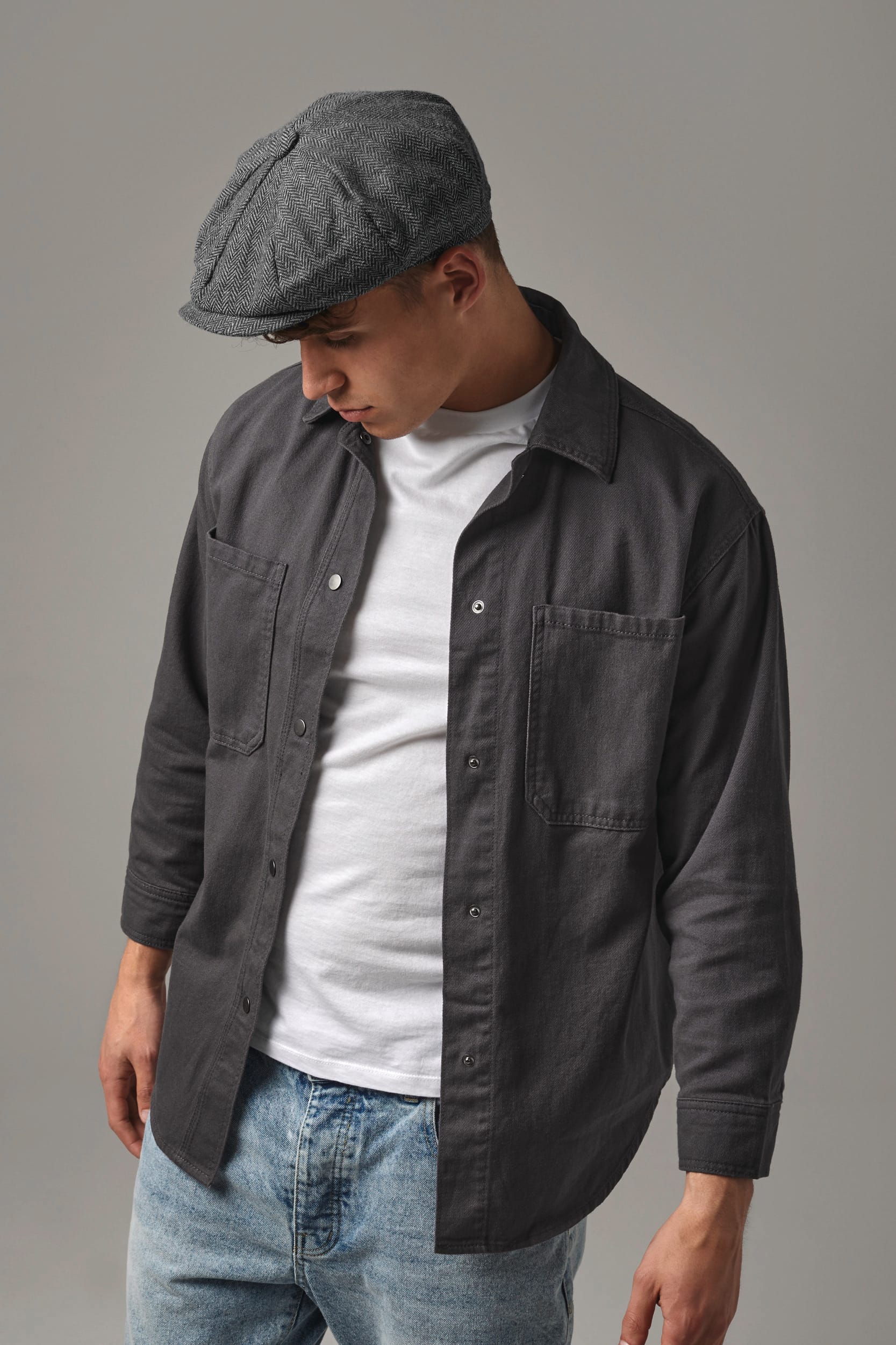 Charcoal Herringbone
