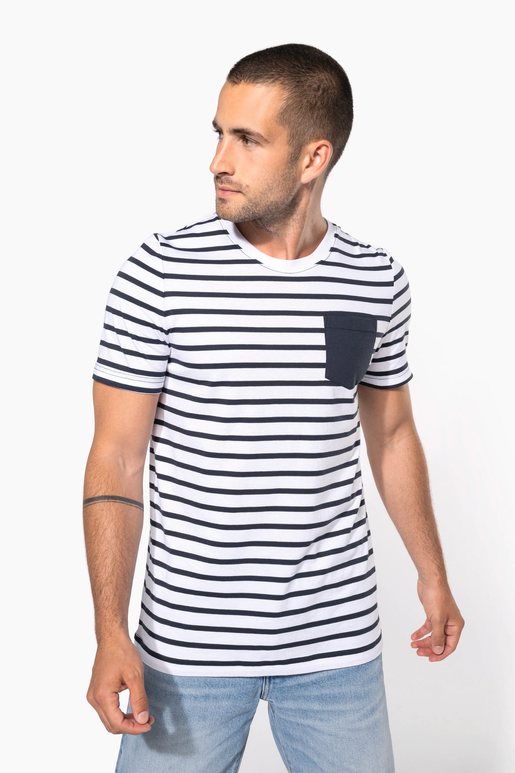 White / Navy Stripes