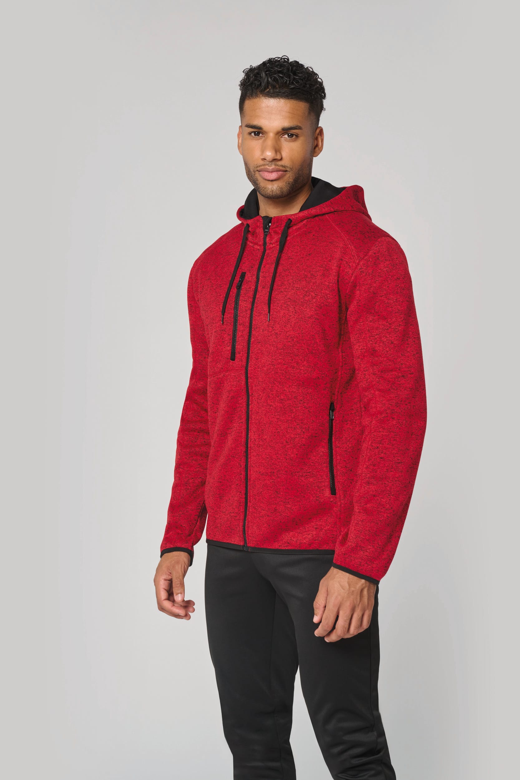 Veste à capuche chinée homme