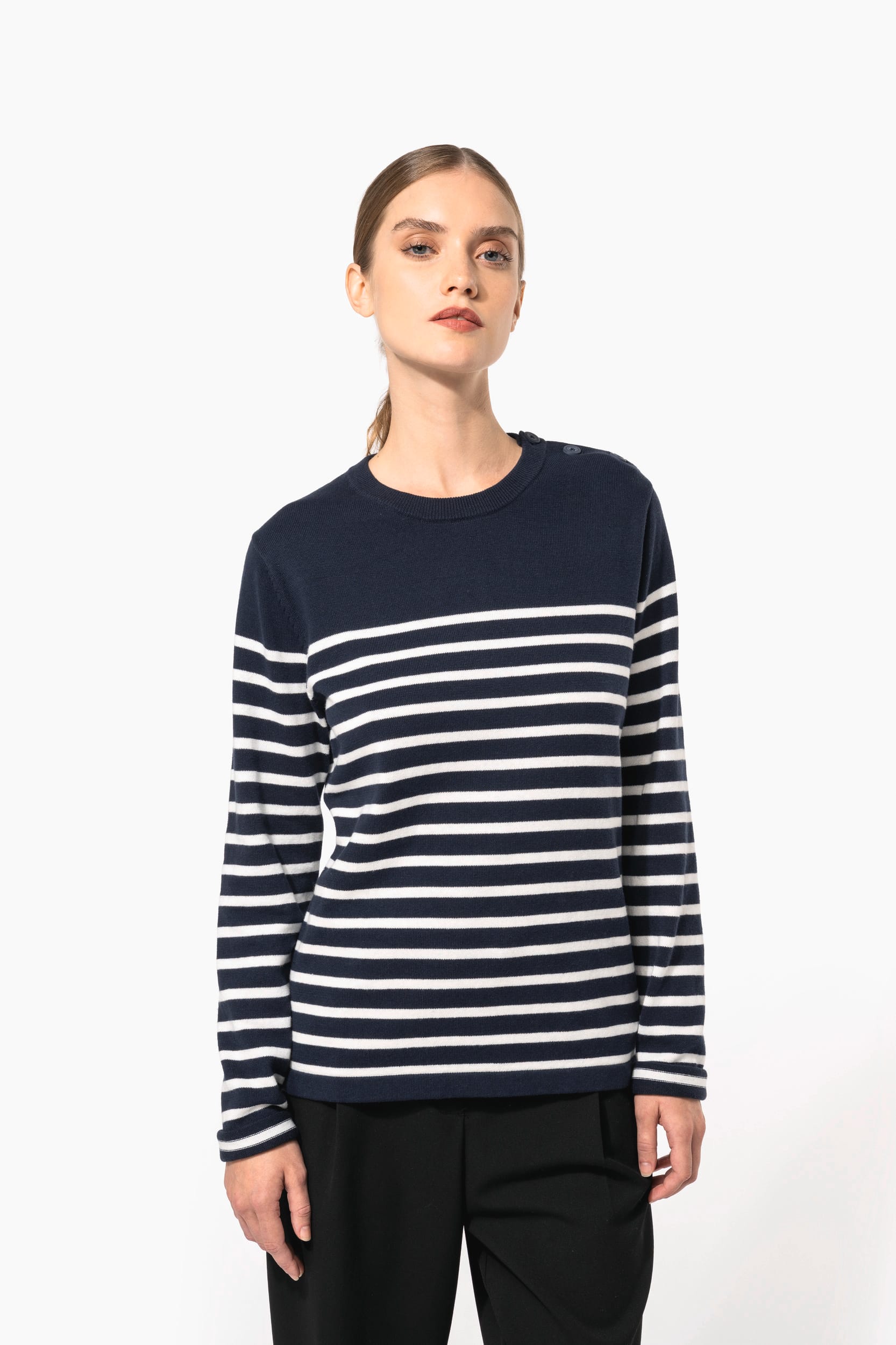 Striped Navy / Off White