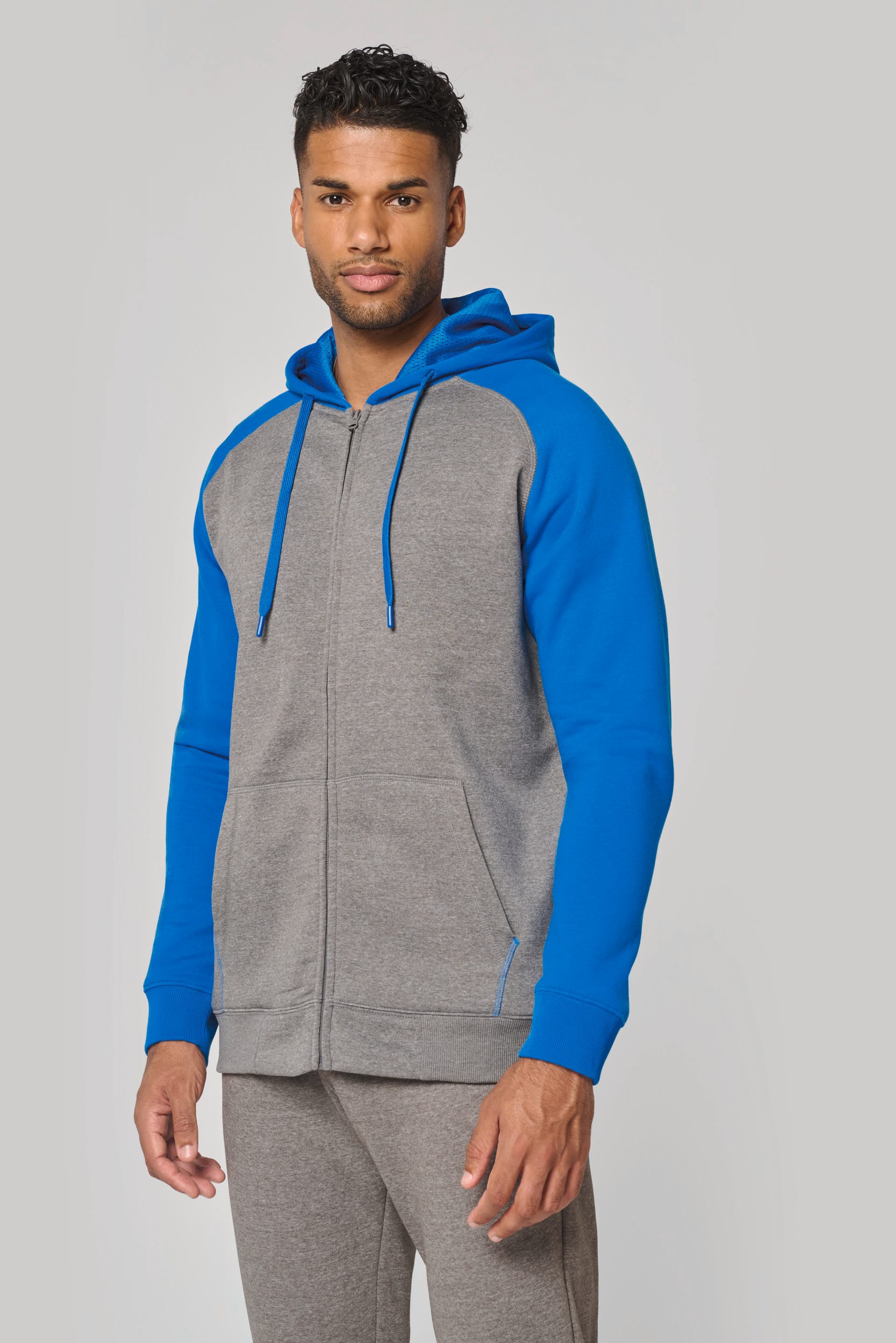 Veste molleton zippée capuche bicolore unisexe
