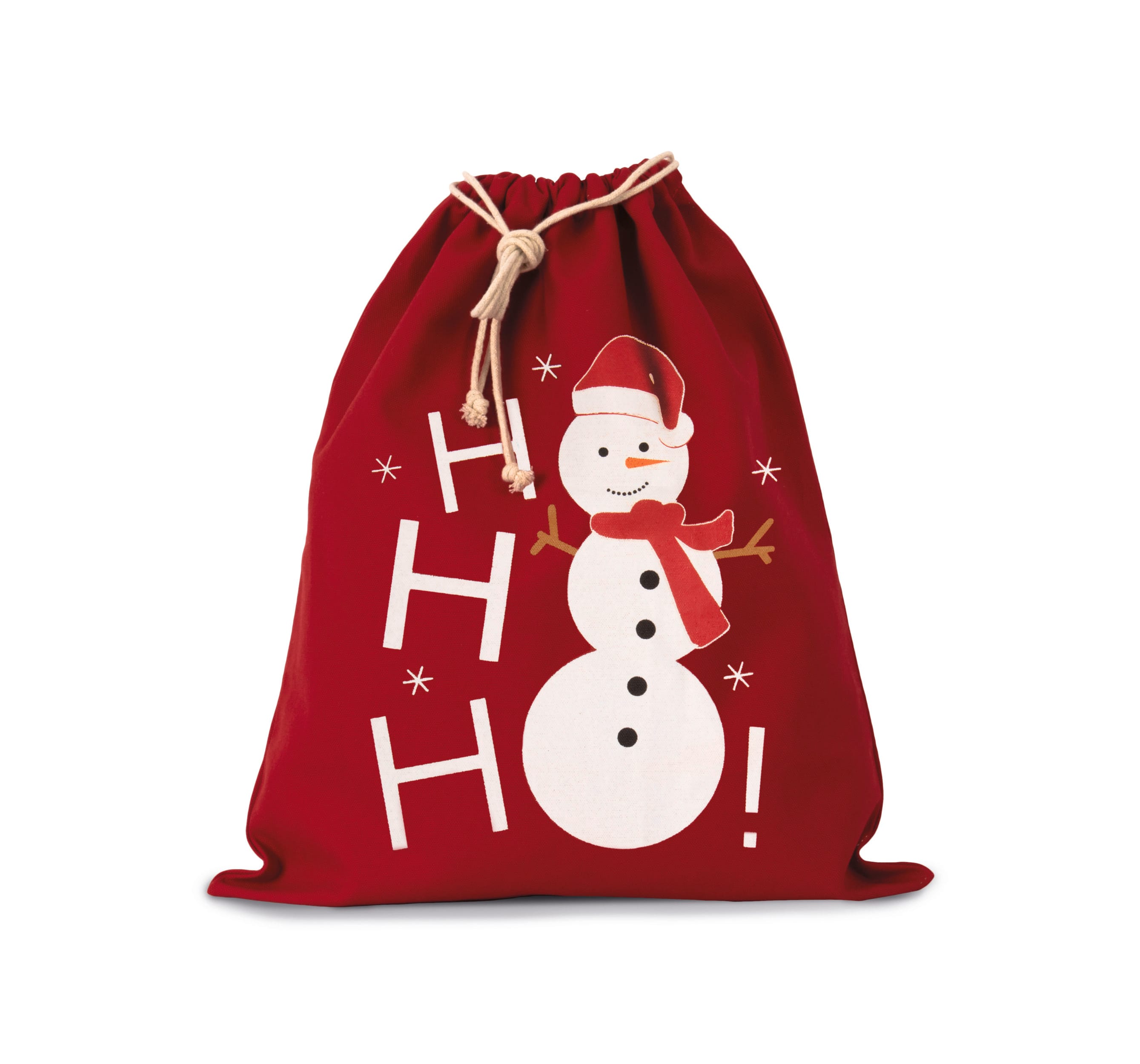 Sac coton à cordon motif bonhomme de neige